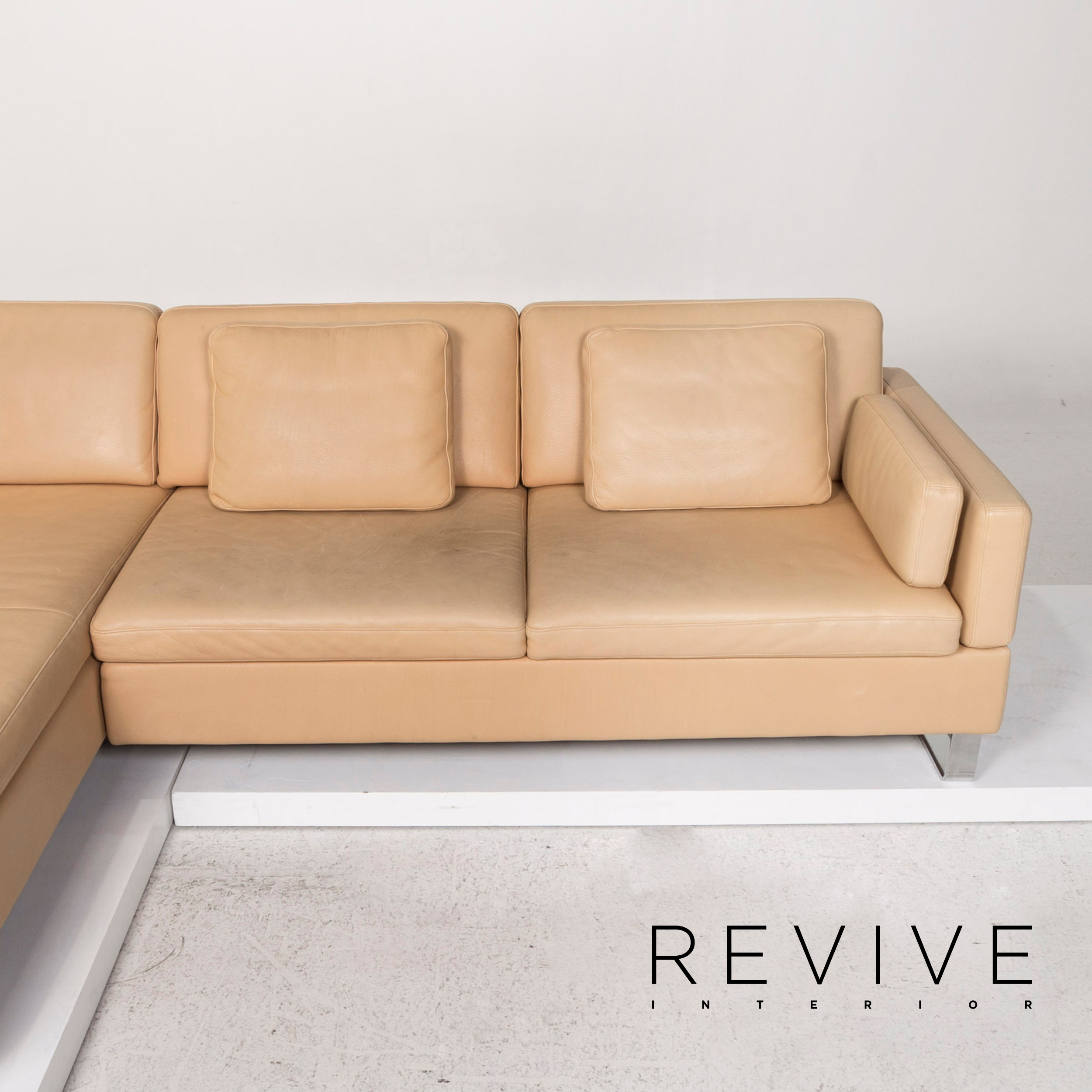 Brühl & Sippold Leather Corner Sofa Beige Function Sofa Couch 13096 eBay